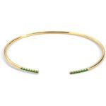 Wholesale cubic zirconia cuff bracelet featuring a minimalist design and 14K gold plated copper from junejewelry.com