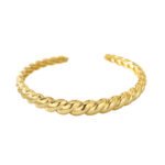 Wholesale horn cuff bracelet featuring a twisted design and 14K gold plated copper from junejewelry.com