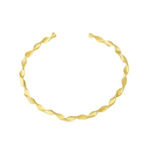 Wholesale twisted cuff bracelet featuring a minimalist design and 14K gold plated copper from junejewelry.com