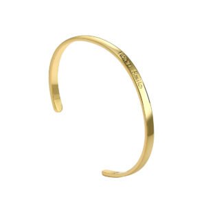 Wholesale Good Smile cuff bracelet featuring a minimalist design and 14K gold plated copper from junejewelry.com