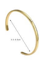 Wholesale single CZ cuff bracelet featuring a minimalist design and 14K gold plated copper from junejewelry.com