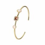 Wholesale opal cuff bracelet featuring a minimalist design and 14K gold plated copper from junejewelry.com