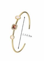 Wholesale opal cuff bracelet featuring a minimalist design and 14K gold plated copper from junejewelry.com