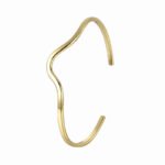 Wholesale wave cuff bracelet featuring a minimalist wavy design and 14K gold plated copper from junejewelry.com