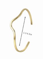 Wholesale wave cuff bracelet featuring a minimalist wavy design and 14K gold plated copper from junejewelry.com