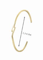 Wholesale lightning cuff bracelet featuring a minimalist lightning bolt design and 14K gold plated copper from junejewelry.com