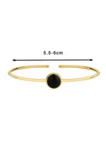 Wholesale European-style black agate cuff bracelet featuring a minimalist design and 14K gold plated copper from junejewelry.com