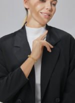 Wholesale European-style hip hop cuff bracelet featuring a minimalist design and 14K gold plated copper from junejewelry.com