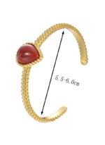 Wholesale European-style red agate cuff bracelet featuring a minimalist design and 14K gold plated copper from junejewelry.com
