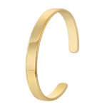 Wholesale European-style modern cuff bracelet featuring a minimalist design and 14K gold plated copper from junejewelry.com