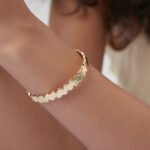 Wholesale European-style modern cuff bracelet featuring a minimalist design and 14K gold plated copper from junejewelry.com