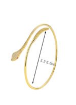 Wholesale European-style minimalist snake cuff bracelet featuring a 14k gold plated copper design with CZ stone detailing from junejewelry.com