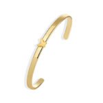 Wholesale European-style minimalist butterfly cuff bracelet featuring a 14k gold plated copper design from junejewelry.com