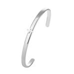 Wholesale European-style minimalist cross cuff bracelet featuring a 14k gold plated copper design from junejewelry.com