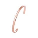 Wholesale European-style minimalist cross cuff bracelet featuring a 14k gold plated copper design from junejewelry.com