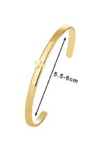 Wholesale European-style minimalist cross cuff bracelet featuring a 14k gold plated copper design from junejewelry.com