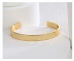 Wholesale European-style hammered cuff bracelet featuring a 14k gold plated copper design from junejewelry.com