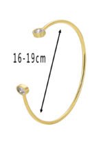 Wholesale European-style minimalist CZ cuff bracelet featuring a 14k gold plated copper design from junejewelry.com