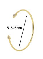 Wholesale Zircon Triangle Open Cuff Bracelet featuring a geometric triangle design with zircon stones on 14K gold-plated copper from junejewelry.com—factory price, free shipping.