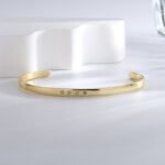 Zircon Gold-Plated Copper Cuff featuring micro-pavé zircon beads on a 14K gold-plated open copper bracelet from junejewelry.com—factory price, free shipping.