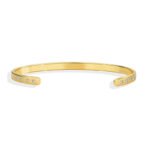 French Minimalist Gold Cuff featuring an open high‑polish 14K gold‑plated copper bracelet with a micro‑pavé zircon accent from junejewelry.com—factory price, free shipping.