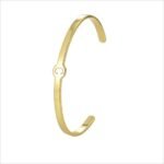 Wholesale European-style minimalist initial cuff bracelet featuring a 14k gold plated copper design from junejewelry.com
