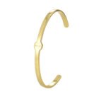 Wholesale European-style minimalist initial cuff bracelet featuring a 14k gold plated copper design from junejewelry.com