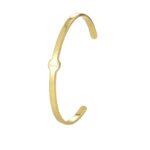 Wholesale European-style minimalist initial cuff bracelet featuring a 14k gold plated copper design from junejewelry.com