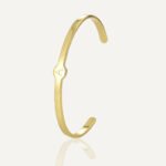 Wholesale European-style minimalist initial cuff bracelet featuring a 14k gold plated copper design from junejewelry.com