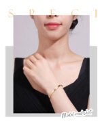 Wholesale European-style minimalist wishes cuff bracelet featuring a 14k gold plated copper design from junejewelry.com