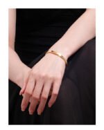 Wholesale European-style minimalist wishes cuff bracelet featuring a 14k gold plated copper design from junejewelry.com