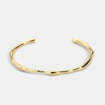 Wholesale European-style irregular lava cuff bracelet featuring a 14k gold plated copper design from junejewelry.com