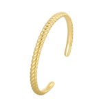 Wholesale European-style minimalist twisted cuff bracelet featuring a 14k gold plated copper design from junejewelry.com