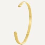 Wholesale European-style minimalist arrow cuff bracelet featuring a 14k gold plated copper design from junejewelry.com