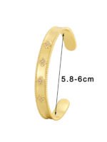 Four Leaf Clover Cuff Bracelet featuring a hollow shamrock motif with micro‑pavé zircon stones on 14K gold‑plated copper from junejewelry.com—factory price, free shipping.