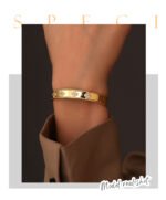 Four Leaf Clover Cuff Bracelet featuring a hollow shamrock motif with micro‑pavé zircon stones on 14K gold‑plated copper from junejewelry.com—factory price, free shipping.