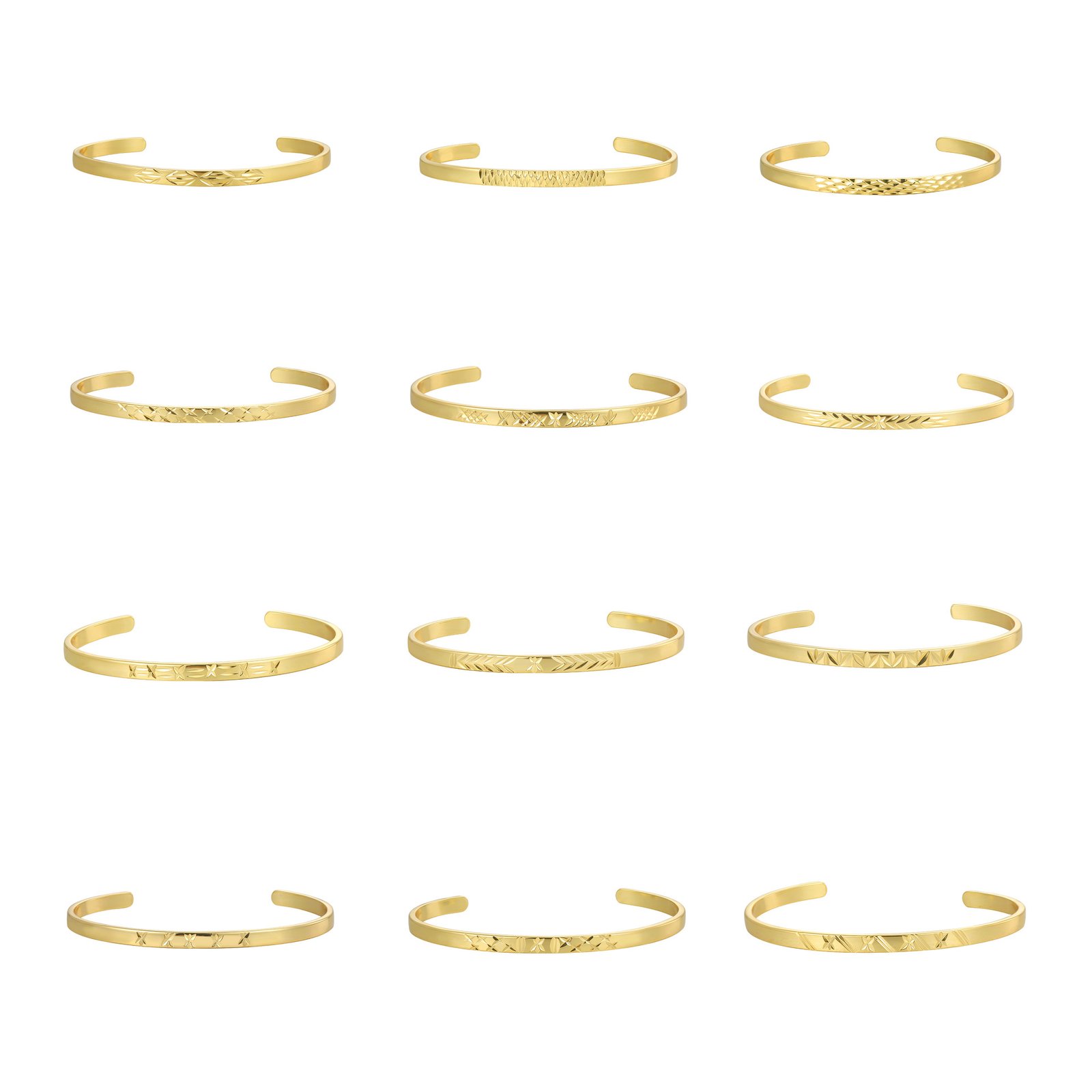 CYB0208 (10) Wholesale European-style minimalist patterned cuff bracelet featuring a 14k gold plated copper design from junejewelry.com