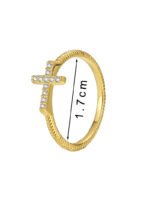 Wholesale Cross Zircon Ring with 18K gold or platinum plating, minimalist design with sparkling stones — trendy wholesale ring from junejewelry.com.