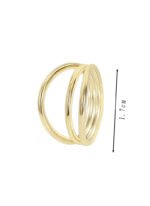 Wholesale Triple Layer Ring in 18K gold-plated brass with minimalist stacked design from junejewelry.com — INS retro cold style, bulk jewelry.