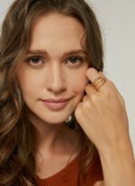 Wholesale Triple Layer Ring in 18K gold-plated brass with minimalist stacked design from junejewelry.com — INS retro cold style, bulk jewelry.