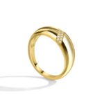 Wholesale Croissant Dome Ring in 18K gold-plated brass with glossy wide-band design, available in sizes 6 to 9 from junejewelry.com.