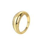 Wholesale minimalist gold ring in 18K gold-plated brass with a glossy, stone-free surface, size 7 – INS style basic band from junejewelry.com.
