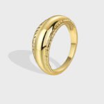 Wholesale minimalist gold ring in 18K gold-plated brass with a glossy, stone-free surface, size 7 – INS style basic band from junejewelry.com.