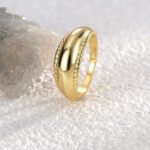 Wholesale minimalist gold ring in 18K gold-plated brass with a glossy, stone-free surface, size 7 – INS style basic band from junejewelry.com.