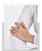 Wholesale twisted open ring in 18K gold-plated brass with smooth rope design, double-layer adjustable fashion ring from junejewelry.com – no stones.