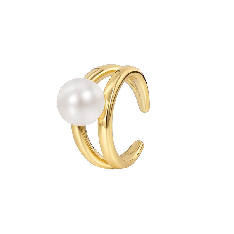 R0199 (6) Wholesale pearl ring featuring a classic design with 18K gold plated copper and a simulated pearl from junejewelry.com