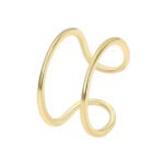 Wholesale twisted open Adjustable Double Bar ring with adjustable double-bar design in 18K gold-plated copper – stylish minimalist jewelry from junejewelry.com.