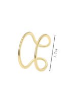 Wholesale twisted open Adjustable Double Bar ring with adjustable double-bar design in 18K gold-plated copper – stylish minimalist jewelry from junejewelry.com.