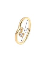 Wholesale dainty zircon ring with single cubic zirconia and 18K gold-plated copper band – stackable minimalist style from junejewelry.com.