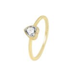 Gold Heart Zircon Ring featuring a heart‑shaped zircon on a 18K gold‑plated copper band from junejewelry.com—factory price, free shipping.